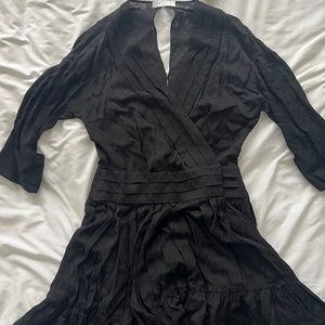 Sandro Little Black Silk Dress with Sleeves